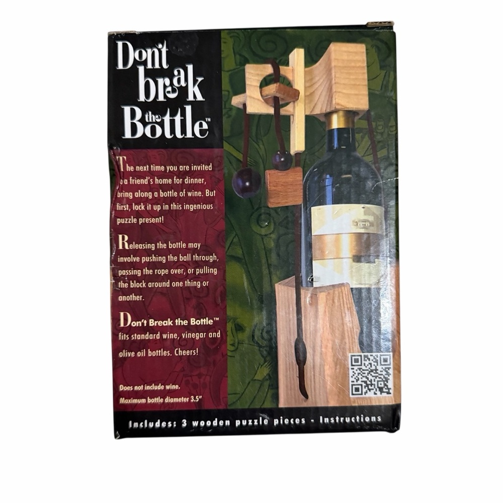 DON’T BREAK THE BOTTLE Wooden Wine Bottle Puzzle Game